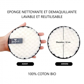 EPONGE DEMAQUILLAGE LAVABLE ET REUTILISABLE COTON BIO