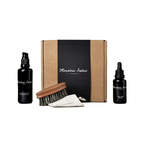 Coffret Hydratant visage, Huile à barbe et Brosse - Monsieur Arsène Paris